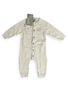 Smile Baby Knit Jumpsuit One Piece Romper Size 2-4 Cotton Button Front NWT